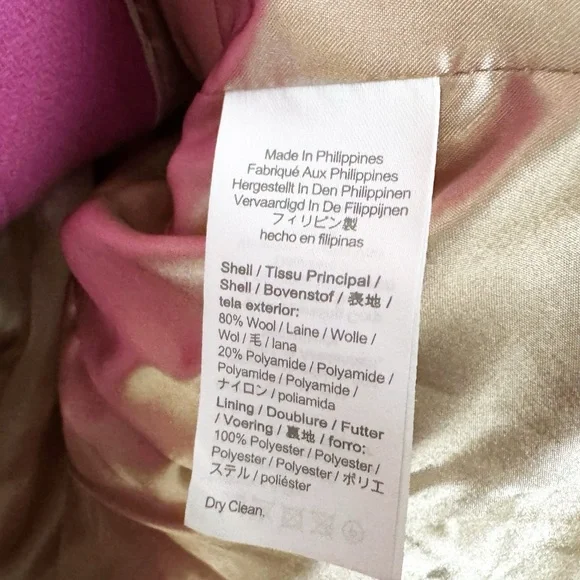 J. Crew Cocoon Coat Wool Italian Stadium Cloth Nello Gori Pink - Picture 6 of 7